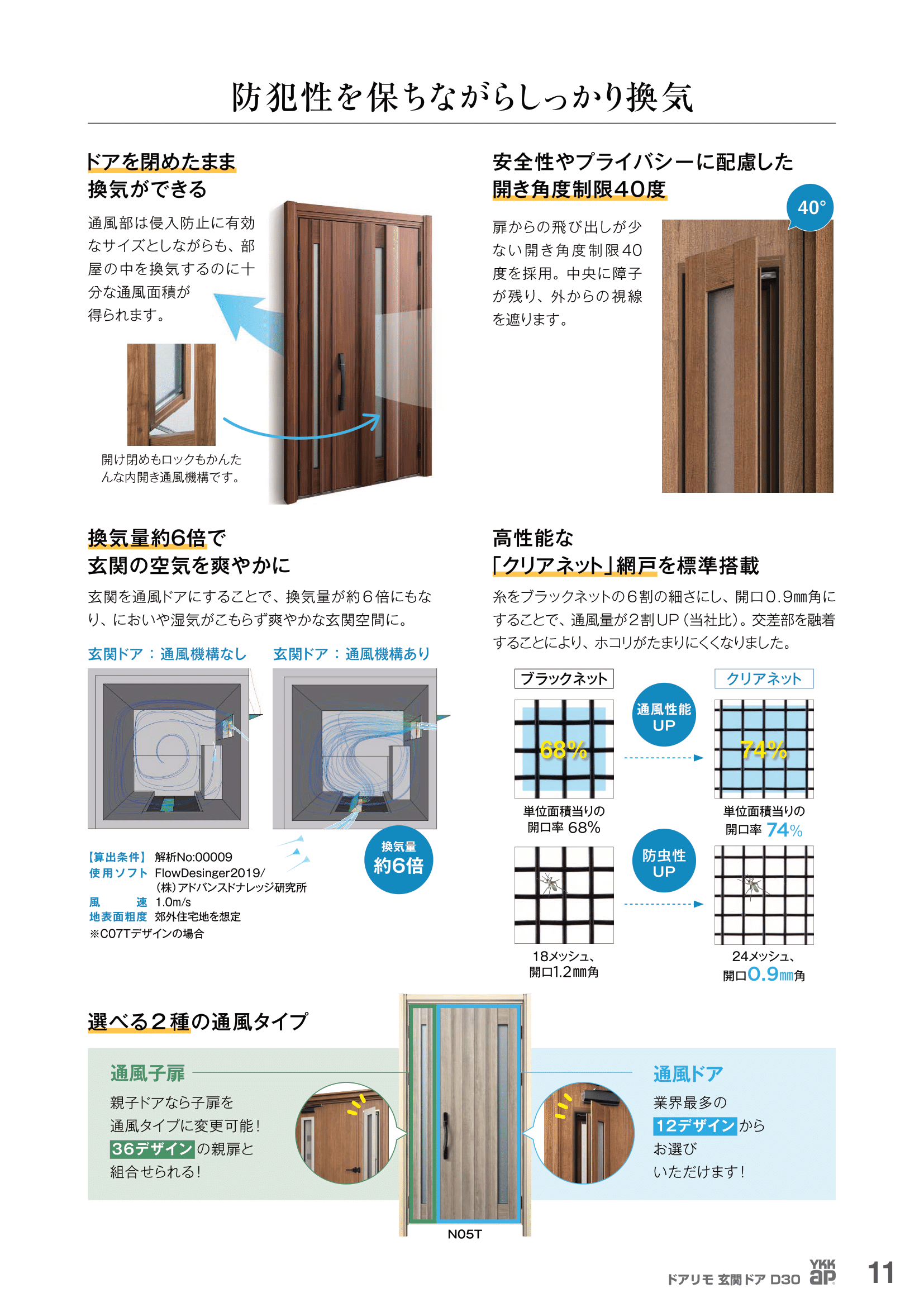 ココが特長！カギを閉めたまま換気が出来る通風機構